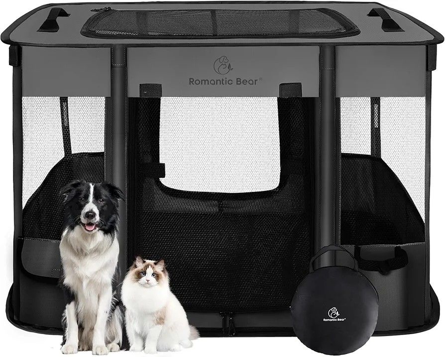 40x32x24 Inches Dog Playpen,Pet Playpen,Foldable Puppy Cat Playpen,Portable Exercise Kennel Tent Crate,Water-Resistant Breathable Shade Cover,Indoor O