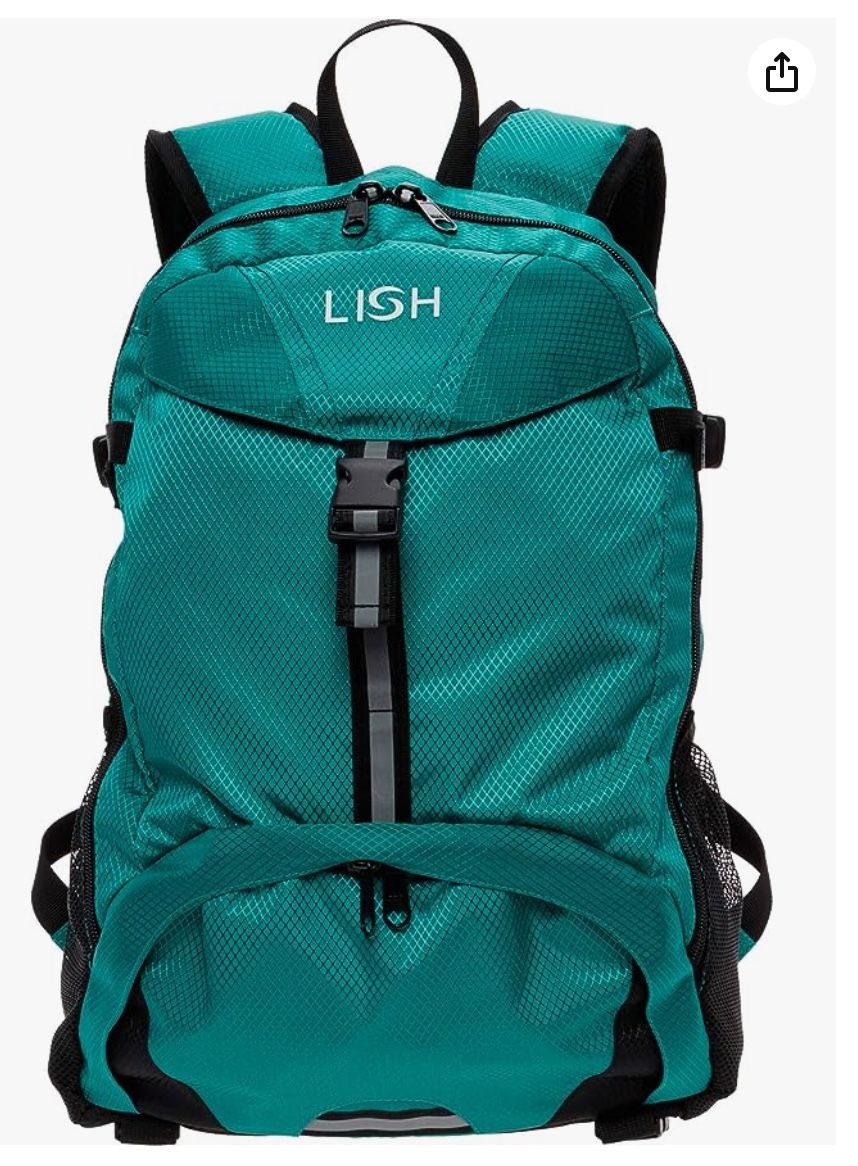 Lish Calico Hiking Backpack Aqua Lightweight W/Hydration Bladder Pocket New