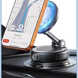 Car Phone Mount for MagSafe, 89lbs Vacuum Suction, Strong Magnetic Dashboard & Windshield Mount, 360° Adjustable Phone Holder for iPhone & All Phones,