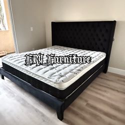 New King Size Bed Frame With Mattress 