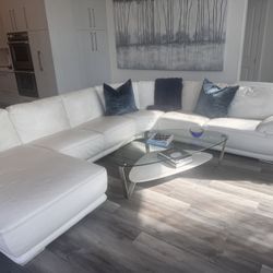 Italian White Leather Couch