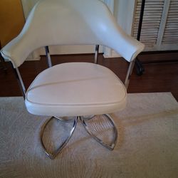 Swivel Chrome White Chair