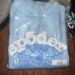 Spider Hoodie Light Blue Size Large