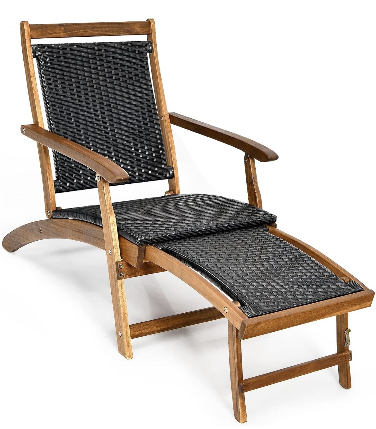 Wood Folding Chaise Lounge Chair Outdoor Foldable Deck Chair