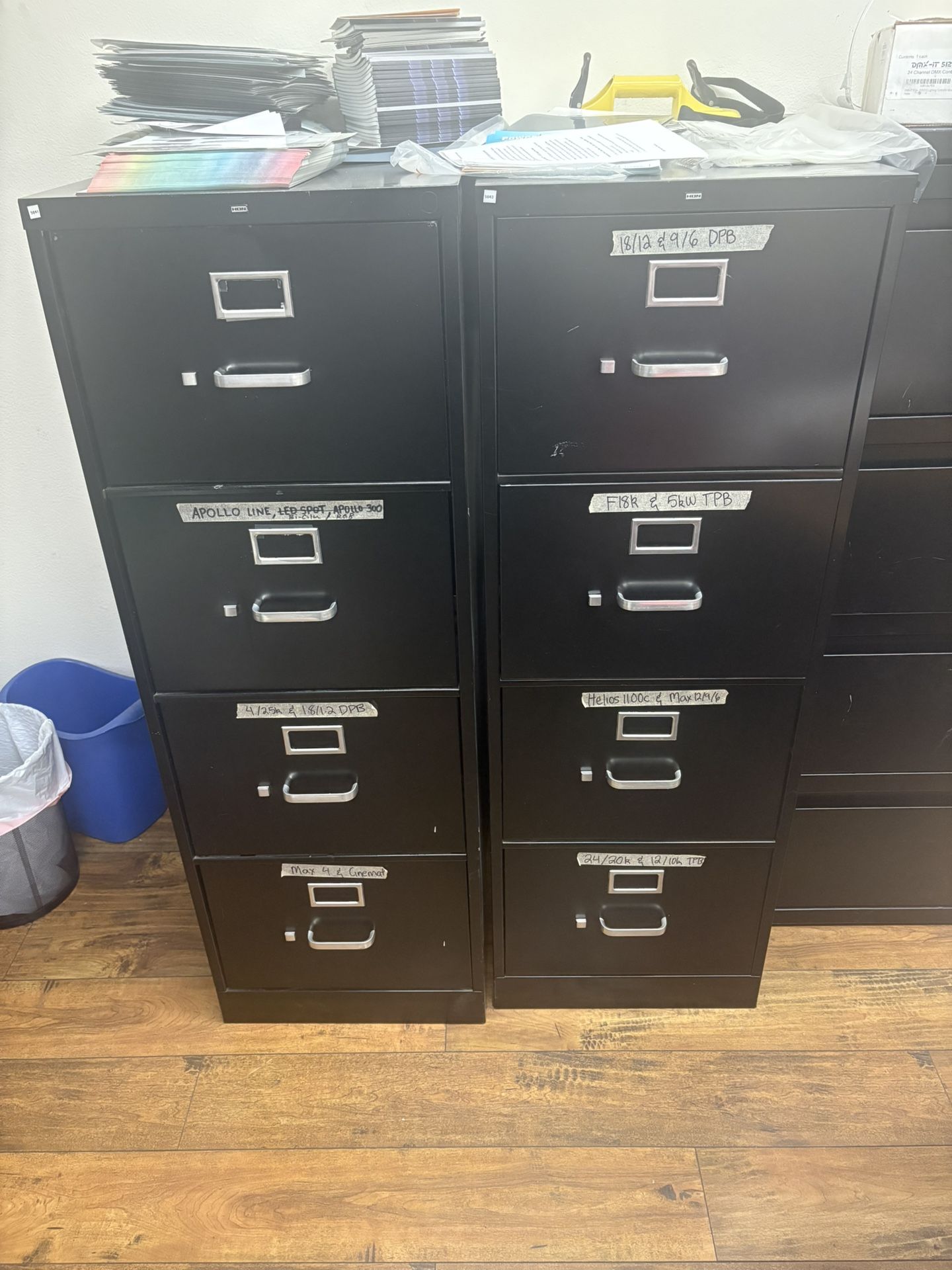2 x 4-Drawer Black Metal Vertical Filing Cabinet