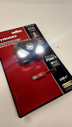 Husky Rechargeable Motion Activated Headlamp 650 Lumens USB-C Dual Power