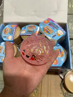Glitter Dumpling Squishy Stress Balls with Mini Steamer Box