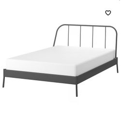 Ikea Queen Bed & Mattress (Steel Frame - Kopardal) Dark Grey/Gray