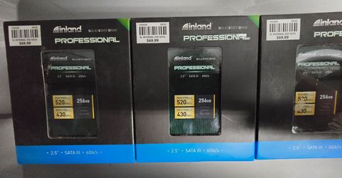 3 ssd 256gb each brand new inland professional