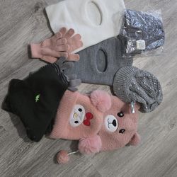 Kids snow gloves beanie scarf