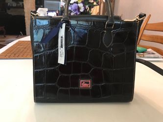 NWT D&B Janine High-Gloss Croc Embossed Leather Satchel