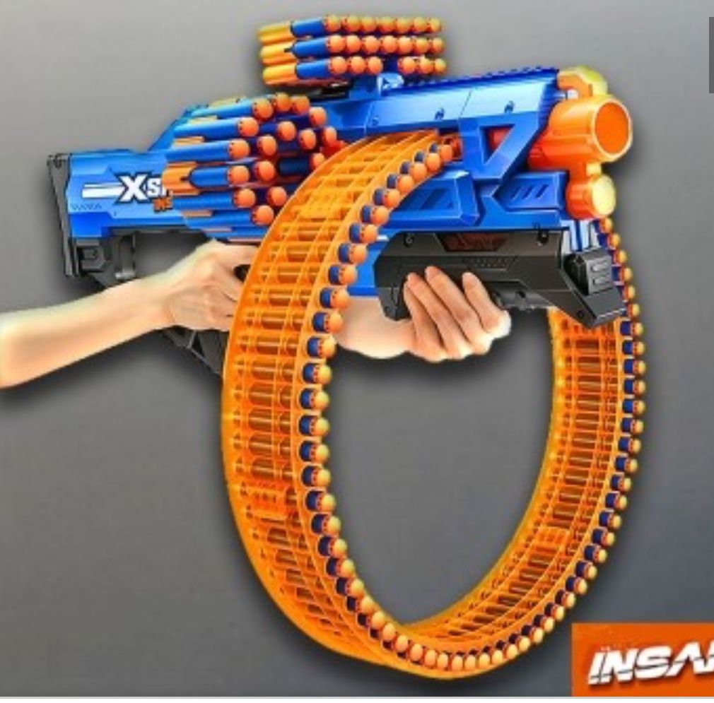 NIB Insanity X-Shot Mad Mega Barrel Blaster Toy Gun & Soft Darts