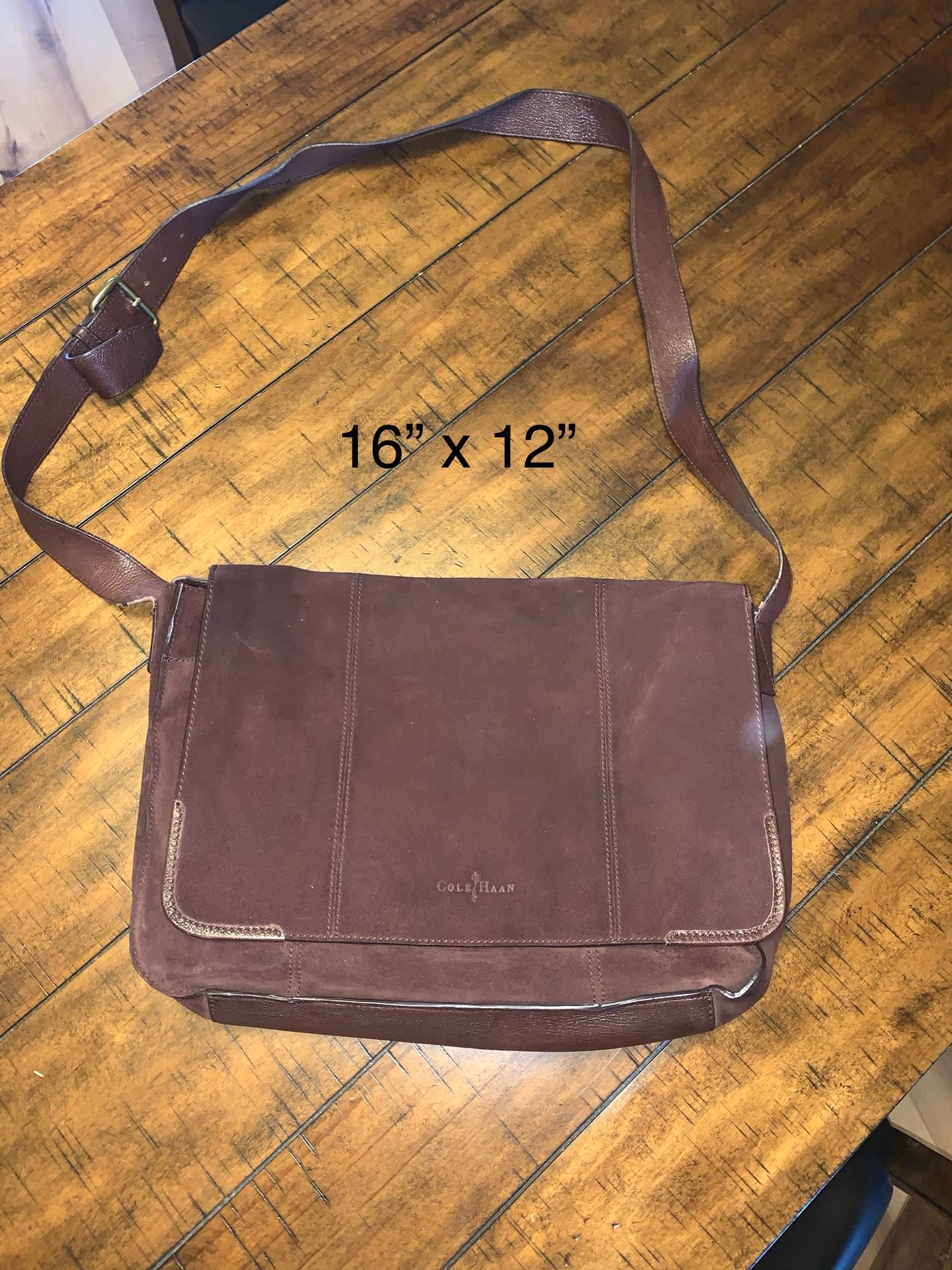 Cole Haan Oxblood suede messenger bag