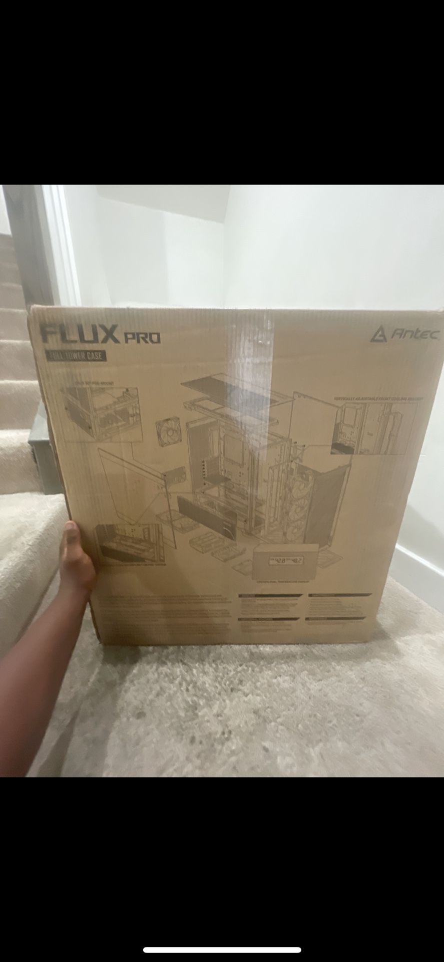 Antec Flux Pro, 6 x PWM Fans Included, High-Airflow Front Panel with Walnut Wood, iShift PSU 90° Mount, USB3.0 x 2, Type-C, 420mm Radiator Support, Te