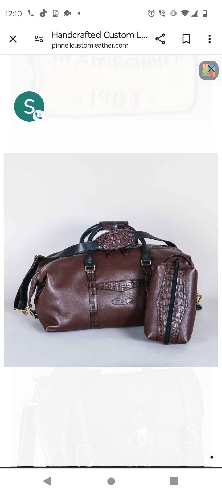 Pinnell Exclusive Leather/Gator Duffle Bag