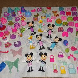 Disney Minnie Mouse Fashion Snap N Style Bowtique Lot Of 88+ Pieces Dresses Hats Accessories Figures Shoes And More Christmas Present
