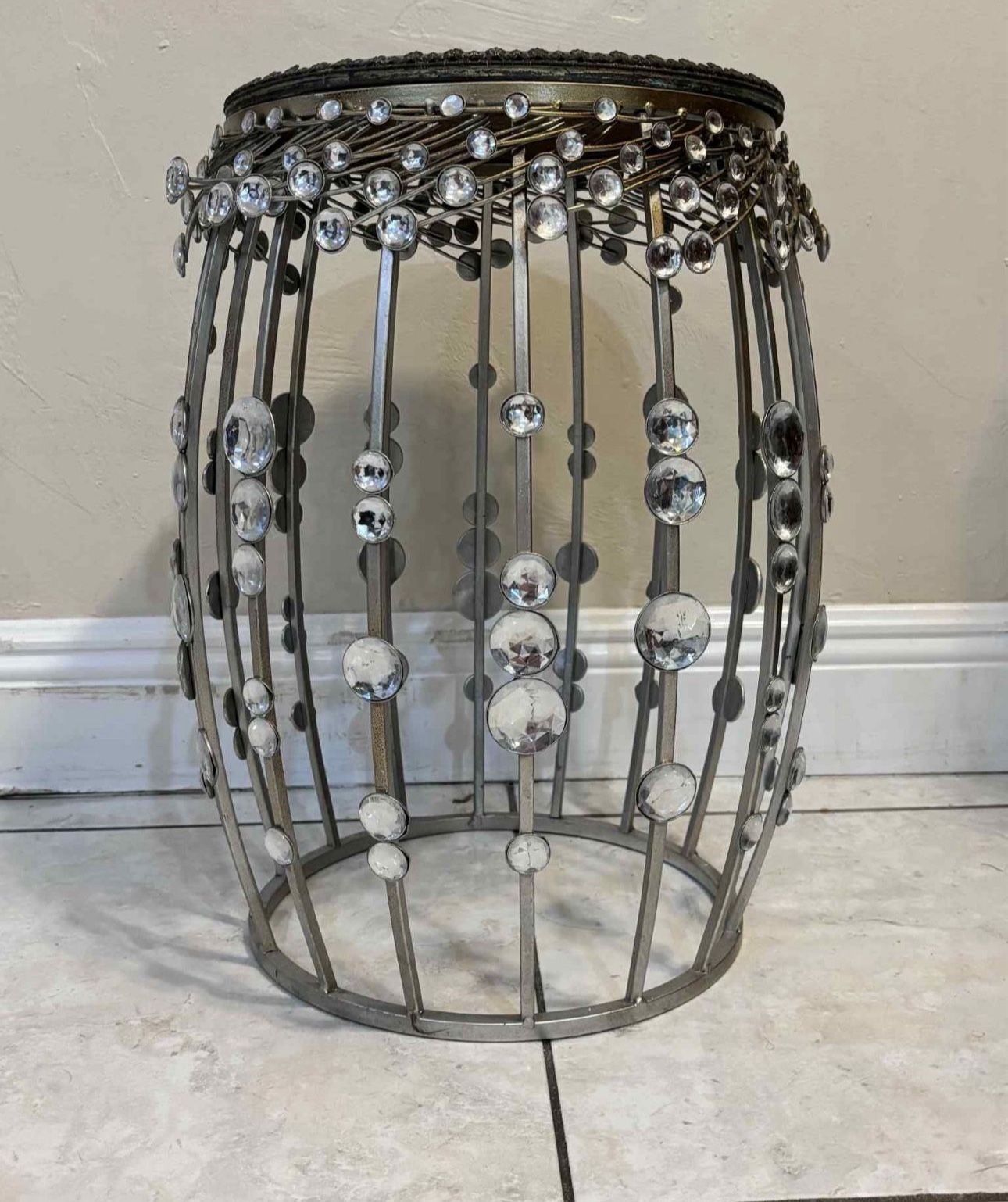 Antique Glass Top End Table 19”H