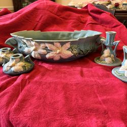 Roseville pottery in the "Clematis" pattern