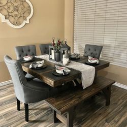 Custom Built Dining Table Solid wood Farmhouse Set Modern Rustic Bench Country Oval Round Counter Breakfast Height  Farm House 