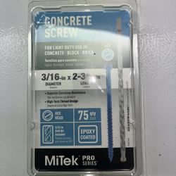 Mitek Concrete Screws 3/16in x 2-3/4in Quantity Of 75