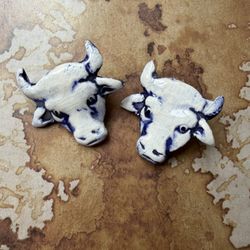 Vintage Clay Vow Head Earrings 