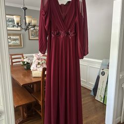 Ever Pretty Chiffon V Neck Long Sleeve Formal Evening Gown