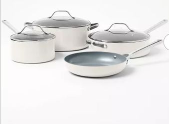 Brand new in the box 7pc Nonstick Ceramic Coated Aluminum Cookware Set Cream - Figmint