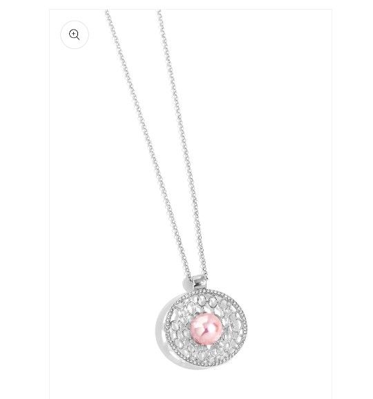 Silver Necklace with Pink Gem