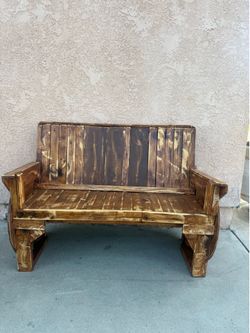 Outdoor wood bench