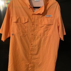 Columbia PFG Mens Large Short Sleeve Vented Fishing Shirt Button Up