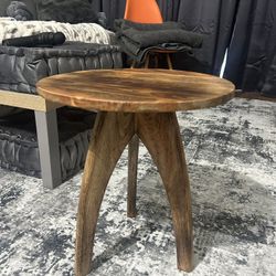 SALE Wood End Side Table (Round Tri Leg) 1