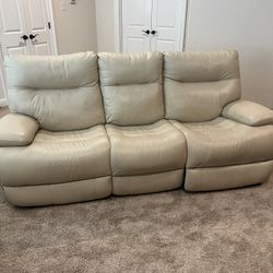 White Leather Power Recliner Set