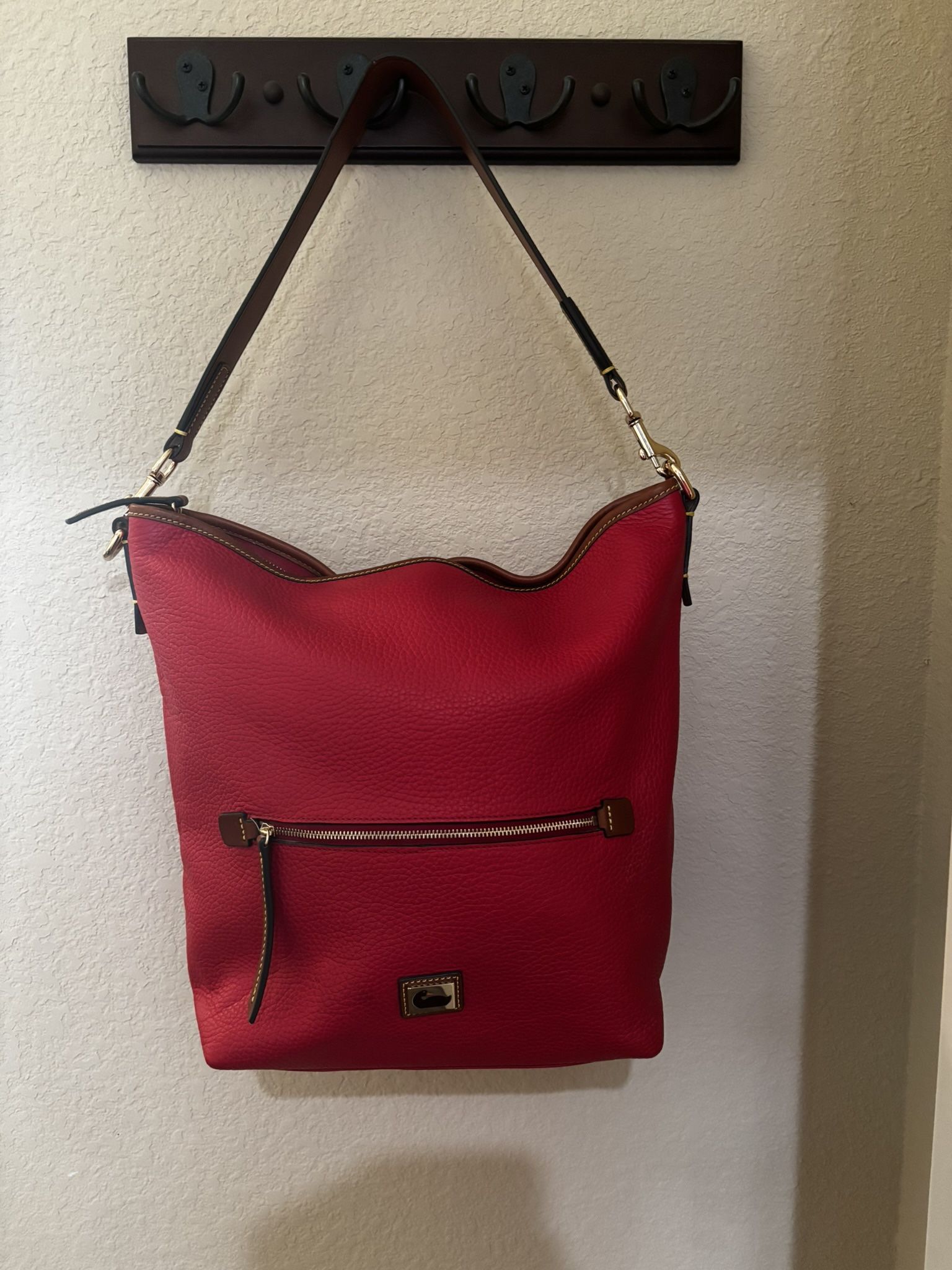 Dooney & Bourke Red Pebble Grain Hobo
