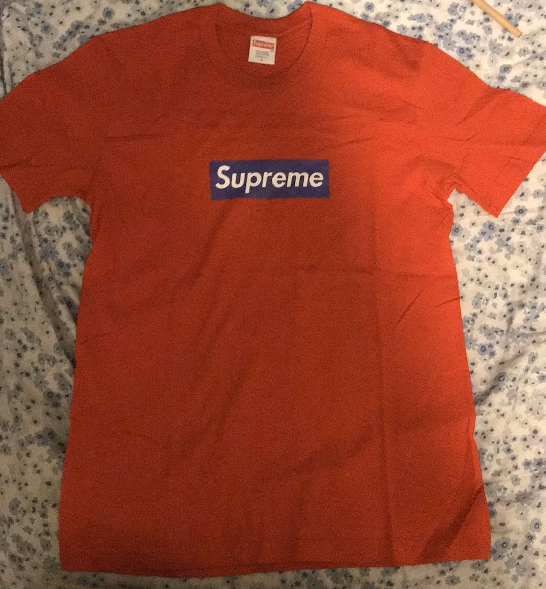 Supreme Purple On Red Box Logo T-Shirt