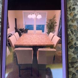 Faux marble Table With 8 Chairs