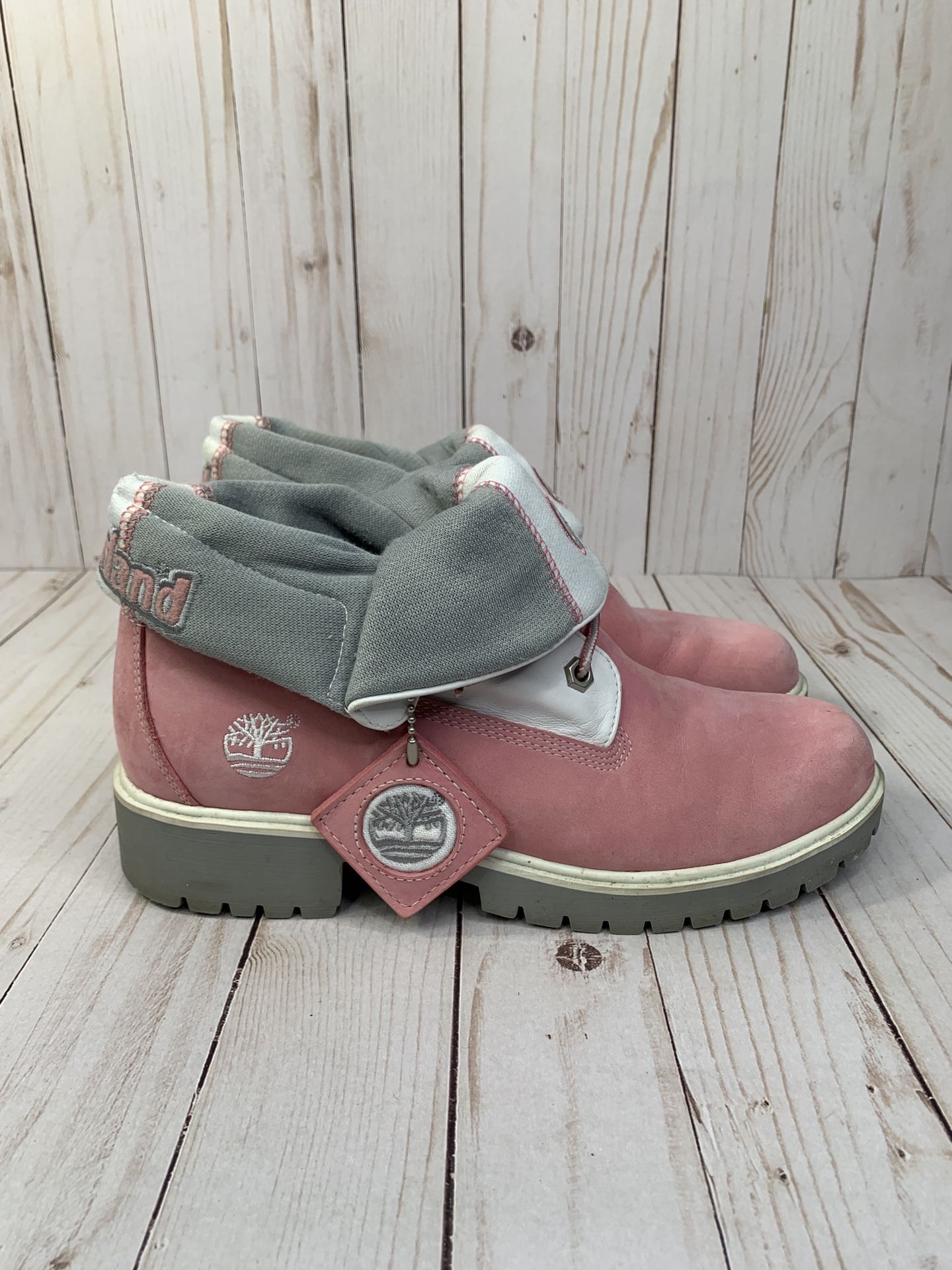 Timberland Women's Roll Top Pink/Gray Boots Size 8