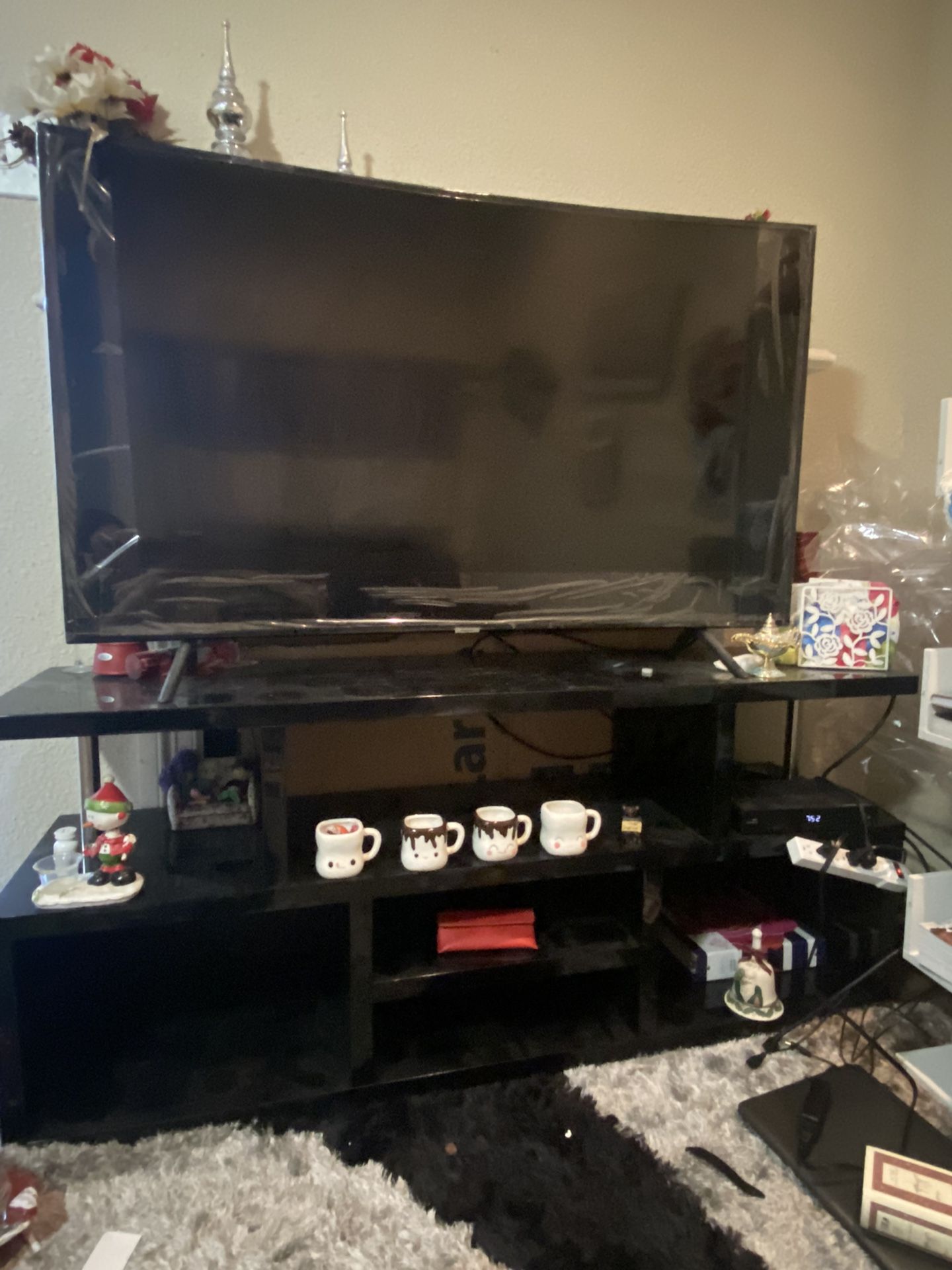 Jet-Black Wooden TV Stand