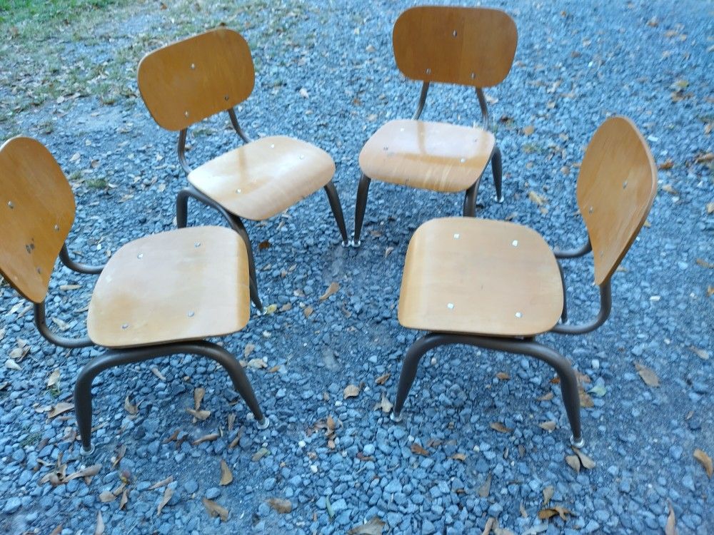 4 Vintage Brunswick Wood / Metal Mid Century Chair - Very Good