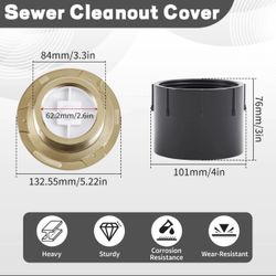 Adjustable 4" ABS Floor Cleanout Drain Nickel Top for Patios Walkways 1-Piece