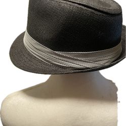 Black Fedora With Striped Tap Band