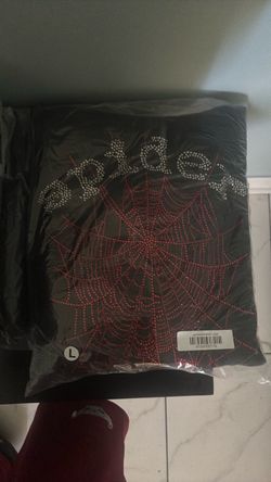 Sp5der Black Rhinestone Web T-Shirt Size Large