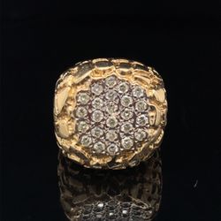 14KT Yellow Gold Nugget Diamond Ring 17.00g 1CTW Size 8 1/2” 153934