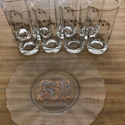50th Anniversary Plate and Glasses