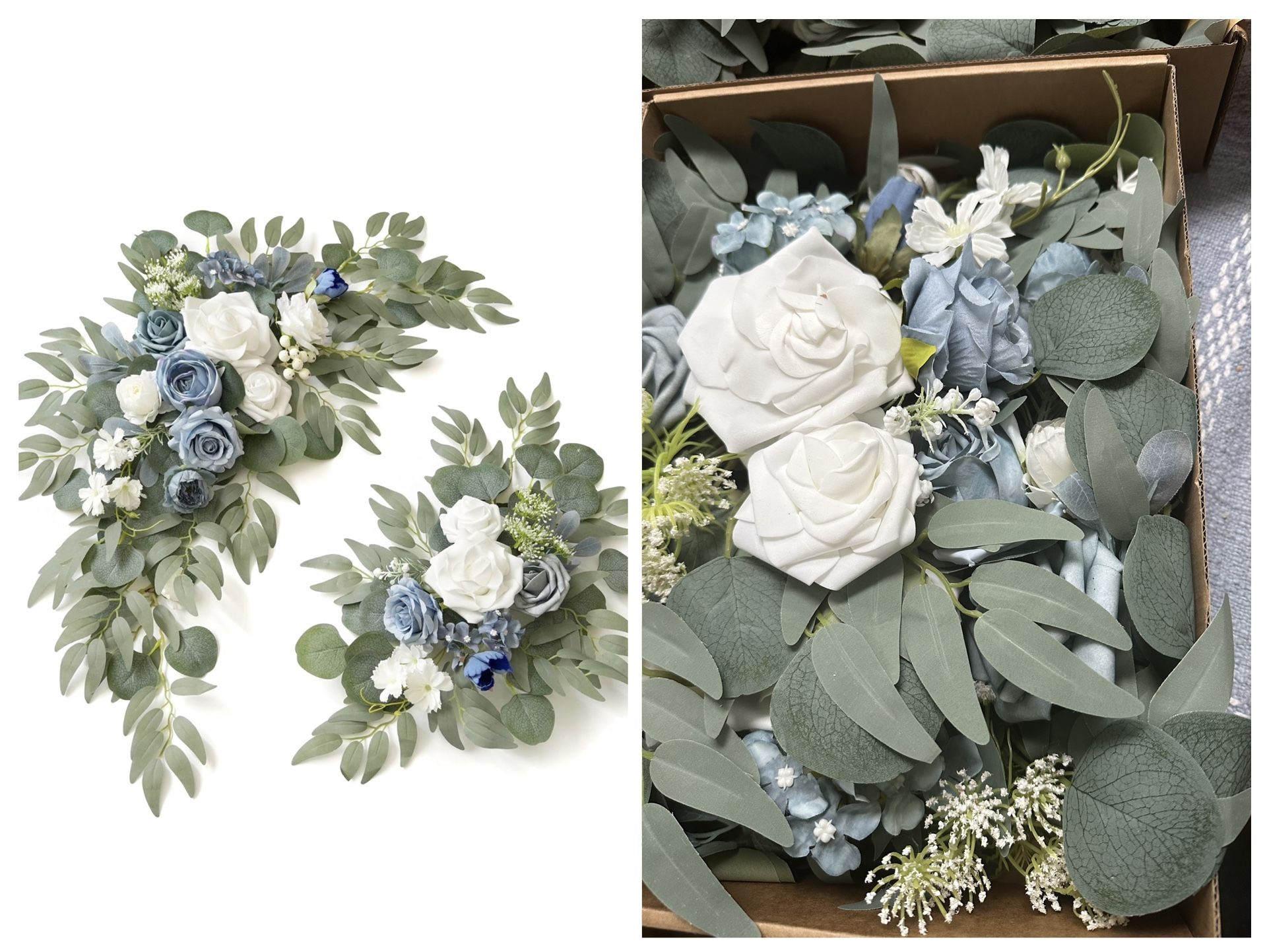 Open Box Wedding Sign Faux Flower Swag (Pack of 2) for Ceremony Party Reception Entrance Floral Decor Wall Easel Stand for Wedding Poster Welcome Sign