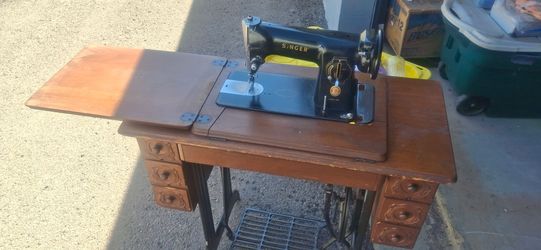 Vintage Singer Treadle Sewing Machine with Cabinet. AS IS