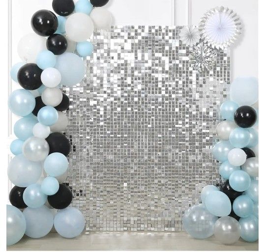 Silver Shimmer Backdrop Disco Backdrop Wedding Silver Shimmer Wall Backdrops Panels Christmas Glitter Wall Background for Bachelorette Party Bridal Sh