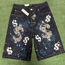 Getn’ $tr8 Cash “‘My Art is my Hustle” Jean Shorts 