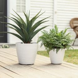Essex glazed indoor/outdoor planter set of 2, pearl white ，PL2032-W 