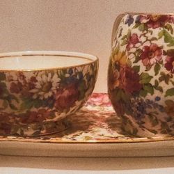 Creamer And Sugar Bowl With Tray