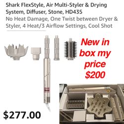New in box Shark FlexStyle, Air Multi-Styler & Drying System, Diffuser, Stone,  No Heat Damage, One Twist between Dryer & Styler, 4 Heat/3 Airflow Set